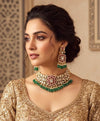 NARGIS Sabyasachi inspired premium quality polki and kundan Green ruby choker necklace with earrings ,Indian Pakistani wedding bridal jewelr