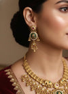 KAVERI Gold tone Heritage jewelry, Indian  matt golden South Indian temple jewelry, ethnic traditional necklace set