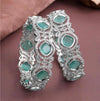 SEHEJ American diamond bangle set in mint stones, AD bangle set,cz zircon ,bridal,indian bangles,pakistani bangles, mint green bangle kadas