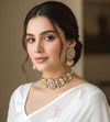 NIYA Sabyasachi inspired  pink kundan choker with Earrings, Indian Pakistani traditional wedding jewelry,  pink colour necklace set