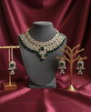 NOURIN Green Kundan necklace set with Maangtika, Indian Pakistani traditional green colour wedding bridal jewelry