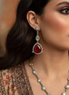 HIBA Ruby red doublet stone Necklace Set in Victorian Style