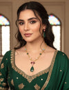 EKA Multicoloured Victorian style  necklace set and earrings ,Indo western fusion jewelry
