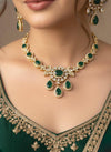 KETAKI Green Necklace and earrings set, Indian Pakistani traditional jewelry, green colour Kundan set