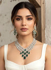 ASHITA Emerald green Necklace and earrings jewelry set in cz American  Diamond, Indian Pakistani wedding bridal jewelry