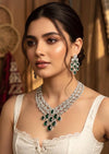 ASHITA Emerald green Necklace and earrings jewelry set in cz American  Diamond, Indian Pakistani wedding bridal jewelry