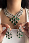 ASHITA Emerald green Necklace and earrings jewelry set in cz American  Diamond, Indian Pakistani wedding bridal jewelry