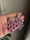 ASHITA Ruby Necklace and earrings jewelry set in cz American  Diamond, Indian Pakistani wedding bridal jewelry