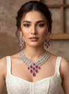 ASHITA Ruby Necklace and earrings jewelry set in cz American  Diamond, Indian Pakistani wedding bridal jewelry