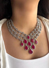 ASHITA Ruby Necklace and earrings jewelry set in cz American  Diamond, Indian Pakistani wedding bridal jewelry