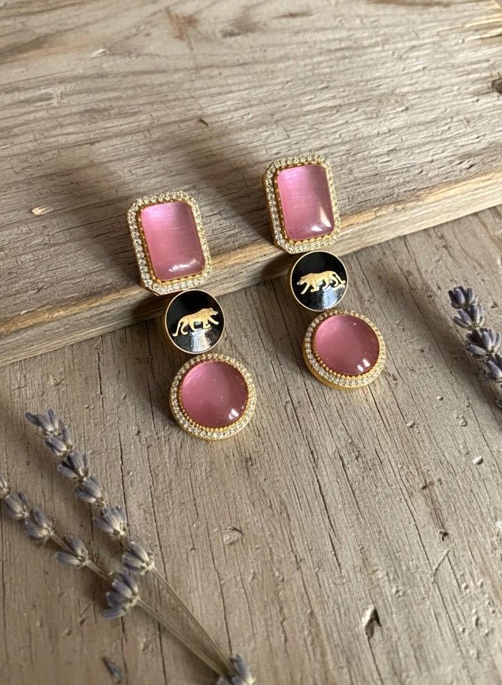 VIYA Sabyasachi inspired pink earrings, Indian fusion earrings in pink  colour, indo western jewelry