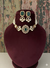LAVYA Emerald green  Doublet Stone Choker Necklace Set with Earrings,Indian Pakistani wedding jewelry