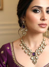 MENUKA Victorian style Purple Doublet Stone Necklace Set with Earrings, kundan necklace set, Indian Pakistani traditional jewelry