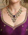 MENUKA Victorian style Purple Doublet Stone Necklace Set with Earrings, kundan necklace set, Indian Pakistani traditional jewelry