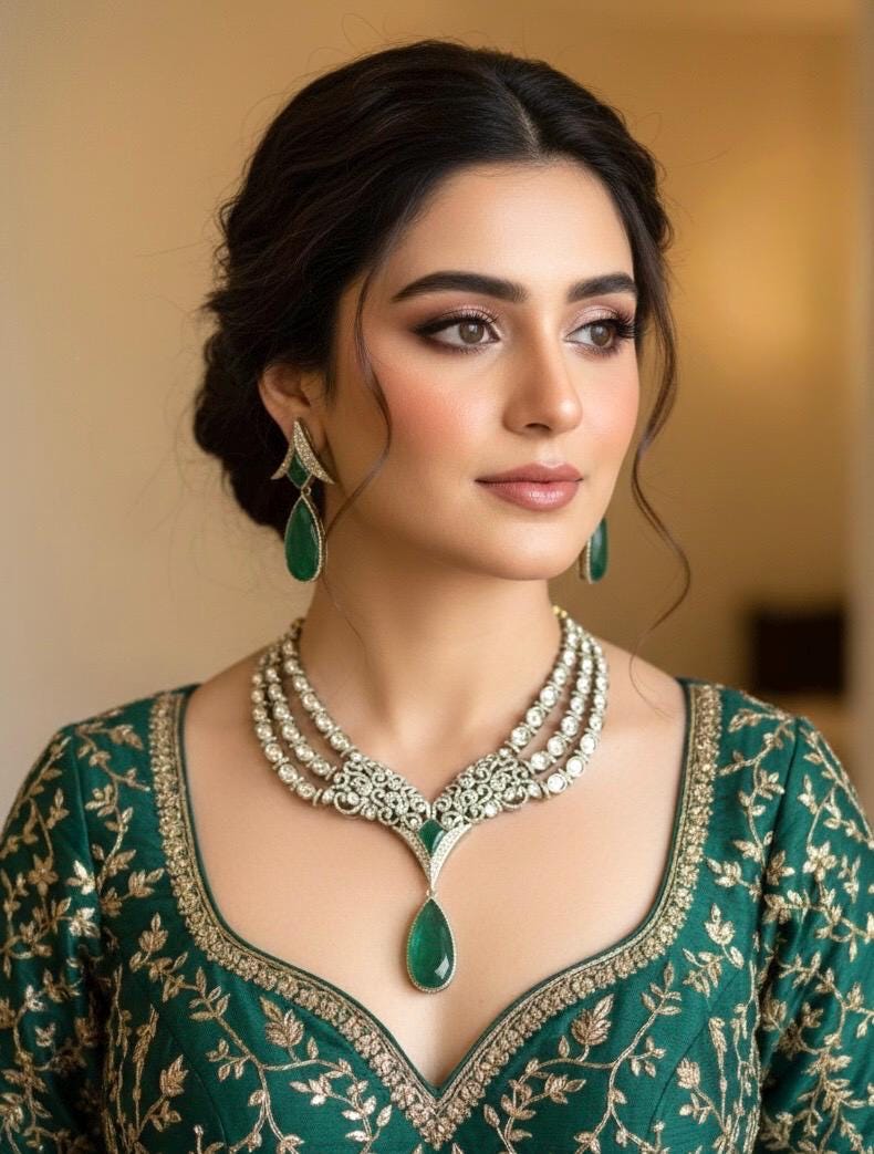 AKSHARA Emerald Green Necklace Set
