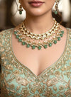 REYNA Sabyasachi inspired Mint  Fusion Kundan necklace set, indian wedding Rajwada jewelry/ pakistani jewelry
