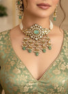 NASRIN Sabyasachi inspired Mint green Fusion Kundan choker set, necklace set, indian wedding Rajwada jewelry/ pakistani jewelry