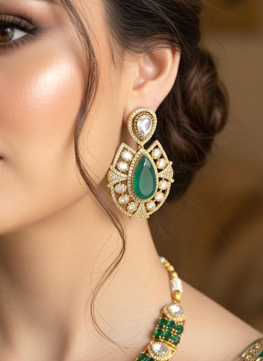 SUHAIRA Sabyasachi inspired Emerald green kundan and polki necklace set in doublet stones,Indian wedding Bridal pakistani jewelery