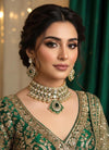 MEHRNAZ Royal look Emerald green kundan and polki choker Necklace Set,Indian Pakistani  wedding bridal jewelry in doublet stone