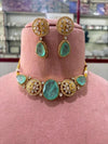 MEHA Mint Doublet Stone Choker Necklace Set with Earrings,Indian Pakistani wedding jewelry