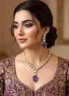 ZEHNAB Victorian look Amethyst purple necklace set in high quality doublet stones, Sabsyasachi inspired Indian jewelry