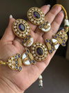NIYA Sabyasachi inspired Purple kundan choker with Earrings, Indian Pakistani traditional wedding jewelry, purple colour necklace set