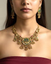 AARUNI Gold tone Heritage jewelry, Indian  matt golden South Indian temple jewelry, ethnic traditional necklace set