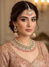 SIDAK Pink Kundan bridal jewellery necklace earrings maangtika,Punjabi Jewellery, Indian Kundan Set, cz zircon, Pakistani nikaah Jewelry