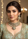 MEHRNAZ  Royal look Multicoloured kundan and polki choker Necklace Set,Indian Pakistani  wedding bridal jewelry in doublet stone