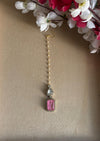 SAIRA Pink doublet stone maangtika in doublet stone, Indian bridal jewelry, forehead jewelry