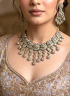 FRIDA Lavender grey Kundan necklace set with Maangtika, Indian Pakistani traditional wedding bridal jewelry