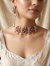 SOHINI Red Sabya Choker Set
