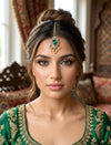 KASHI Emerald green doublet stone maangtika, Indian bridal jewelry