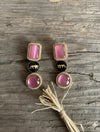 VIYA Sabyasachi inspired pink earrings, Indian fusion earrings in pink  colour, indo western jewelry