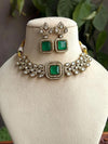 VRINDA Emerald green Victorian style Sabyasachi kundan choker set,cz Indian Bridal jewelry,doublet stone,pakistani wedding jewelley