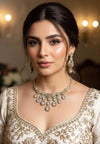 KOYEL clear stones cz zircon necklace set in  mehndi golden polish, antique polish Indian pakistani  jewelry