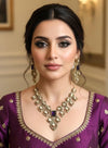 MENUKA Victorian style Purple Doublet Stone Necklace Set with Earrings, kundan necklace set, Indian Pakistani traditional jewelry