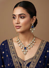 MENUKA Victorian style Sapphire blue Doublet Stone Necklace Set with Earrings, kundan necklace set, Indian Pakistani traditional jewelry