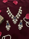 MENUKA Victorian style Sapphire blue Doublet Stone Necklace Set with Earrings, kundan necklace set, Indian Pakistani traditional jewelry