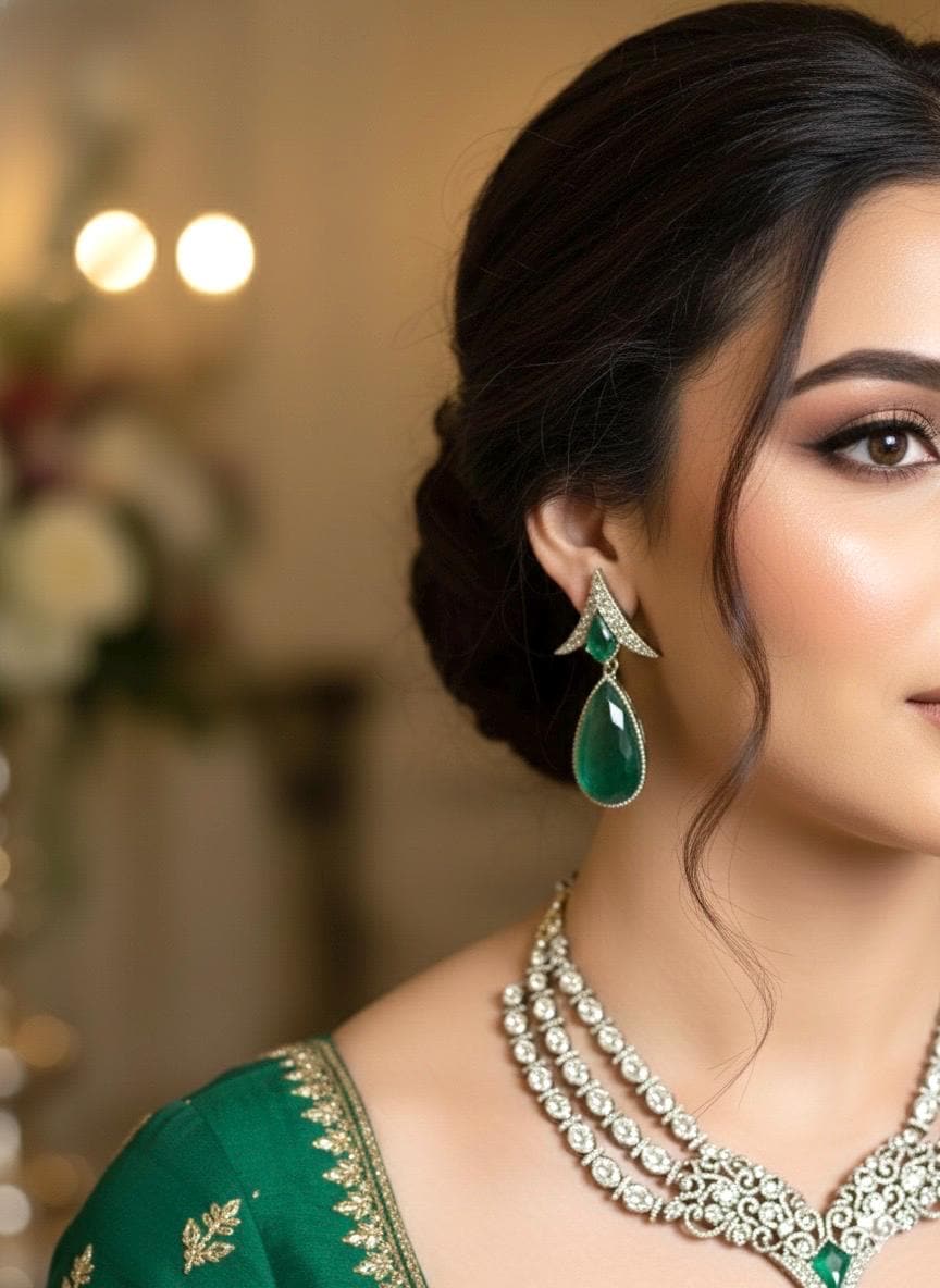 AKSHARA Emerald Green Necklace Set