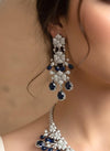 IRIS Sapphire blue necklace earrings in American Diamond Classy high quality cz zircon jewelry,prom blue colour jewellery set