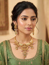 RAMAA Gold tone Rajwadi jewellery South Indian jewelry, necklace earrings, Indian golden jewelry,kempu,Goddess Lakshmi temple jewelry