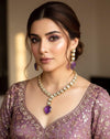 ZEHNAB Victorian look Amethyst purple necklace set in high quality doublet stones, Sabsyasachi inspired Indian jewelry