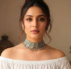 INAYAT german silver choker and earrings set, boho afghani jewelry, artificial oxidised jewelry, tribal gypsy choker set