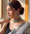 INAYAT german silver choker and earrings set, boho afghani jewelry, artificial oxidised jewelry, tribal gypsy choker set