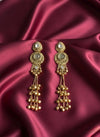 SHIVI Mint/ Light olive and golden Ghunghroo earrings, Kashmiri long statement earrings, Indian Pakistani ethnic tradition wedding jewelry