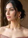 JENNA ruby red and golden Ghunghroo earrings, Kashmiri long statement earrings, Indian Pakistani ethnic tradition wedding jewelry