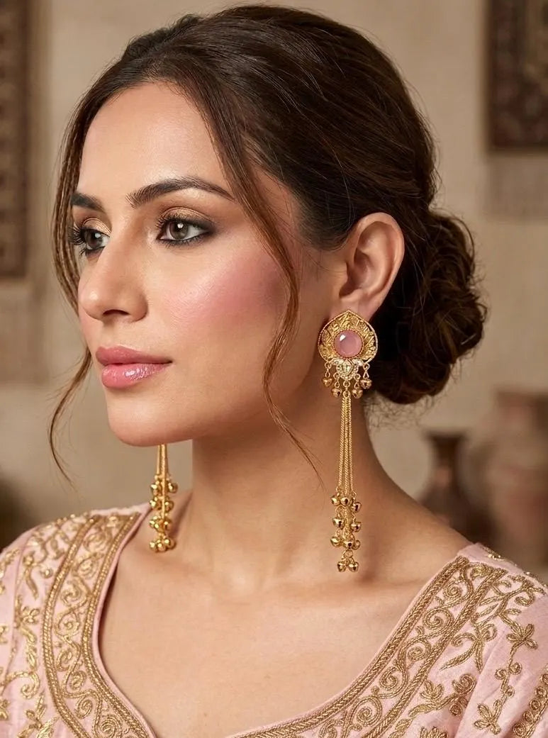 JENNA Light Pink Kashmiri Earrings