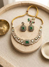 JAZMIN Premium quality Moissanite and kundan Necklace set in emerald green, Indian Pakistani wedding bridal jewelry