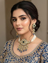 NASRIN Sabyasachi inspired Royal blue Fusion Kundan choker set, necklace set, indian  pakistani wedding jewelry in vintage gold finish